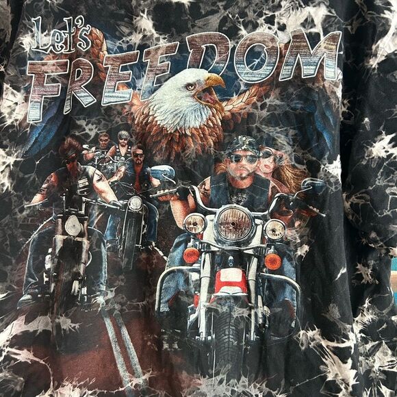 Vintage Rock Eagle Freedom Bikers Shirt Xl Black Tie Dye Biker Motto Graphic 90s - Picture 13 of 16